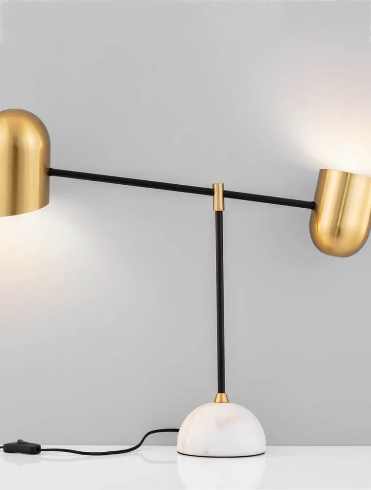 Nela Tischleuchte Weiß, Gold, Schwarz
