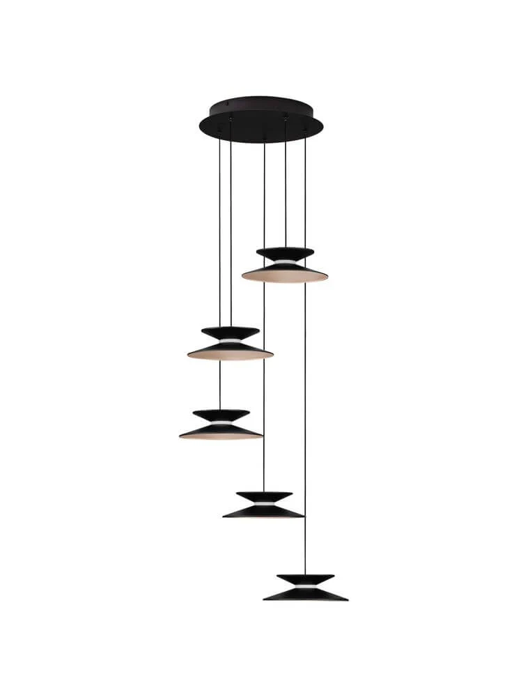 Morfi Pendelleuchte 5-flammig Ø 42cm 3000K Schwarz, Gold