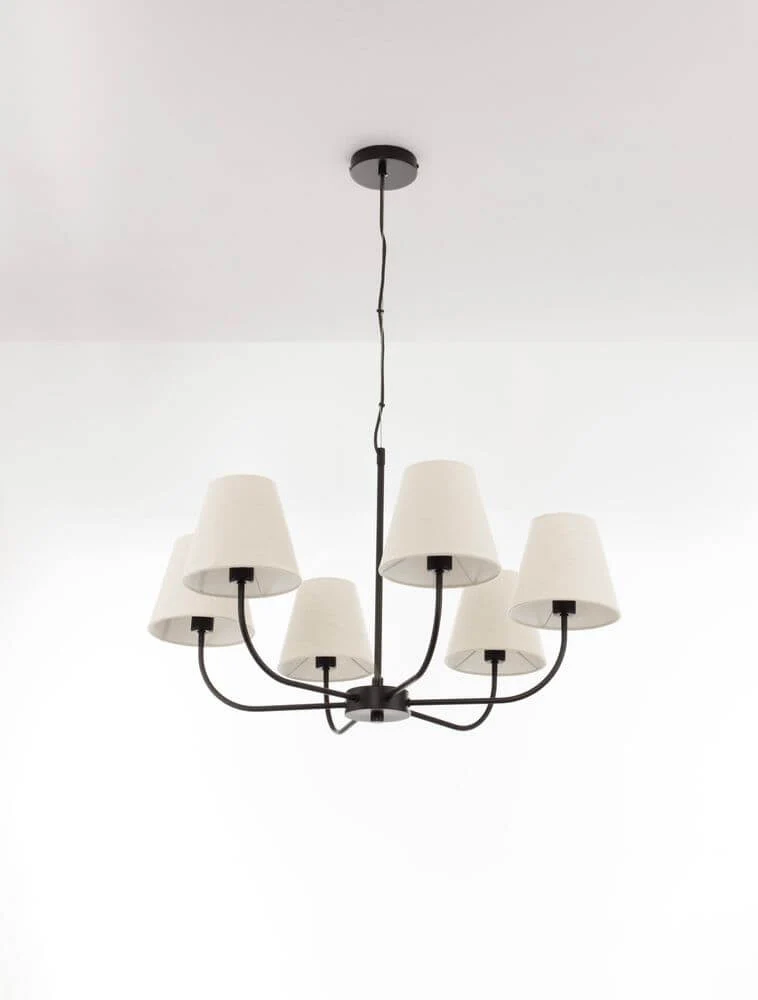 Moist Pendelleuchte 6-flammig Ø 75cm Schwarz, Beige