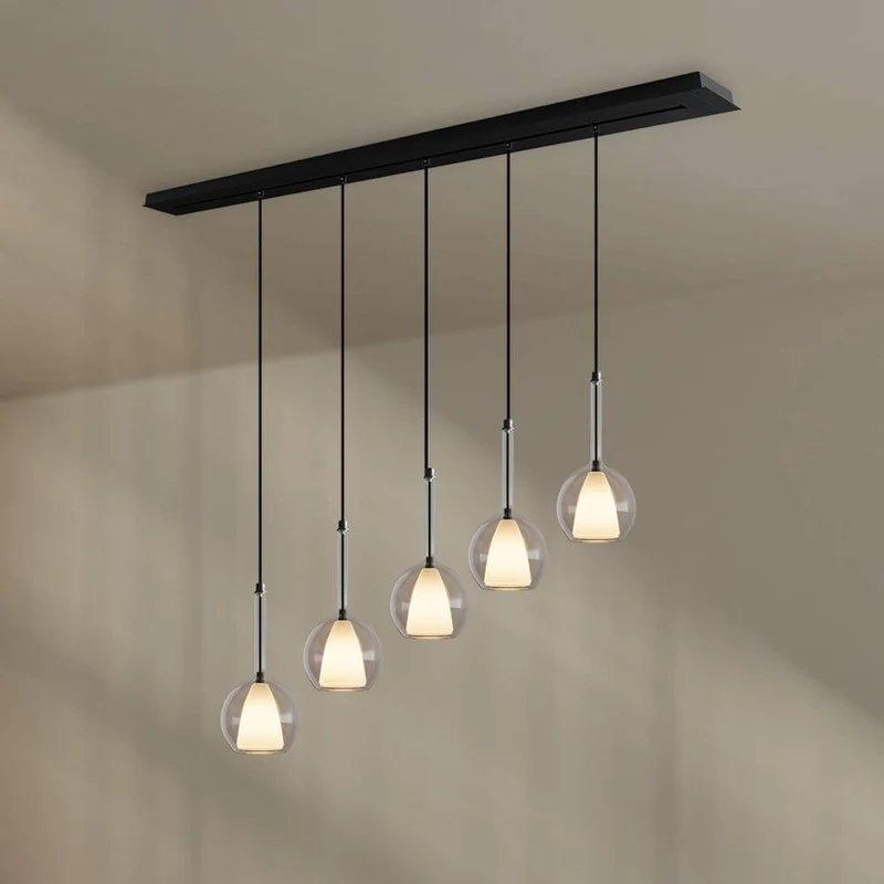 s.luce Belluna Esstisch-Hängelampe 5-flammig 160cm Baldachin