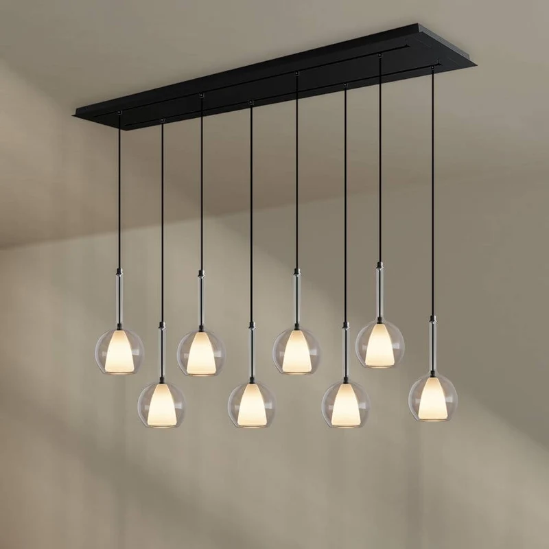 s.luce Belluna Esstisch-Pendelleuchte 8-flammig 160cm 2-reihig