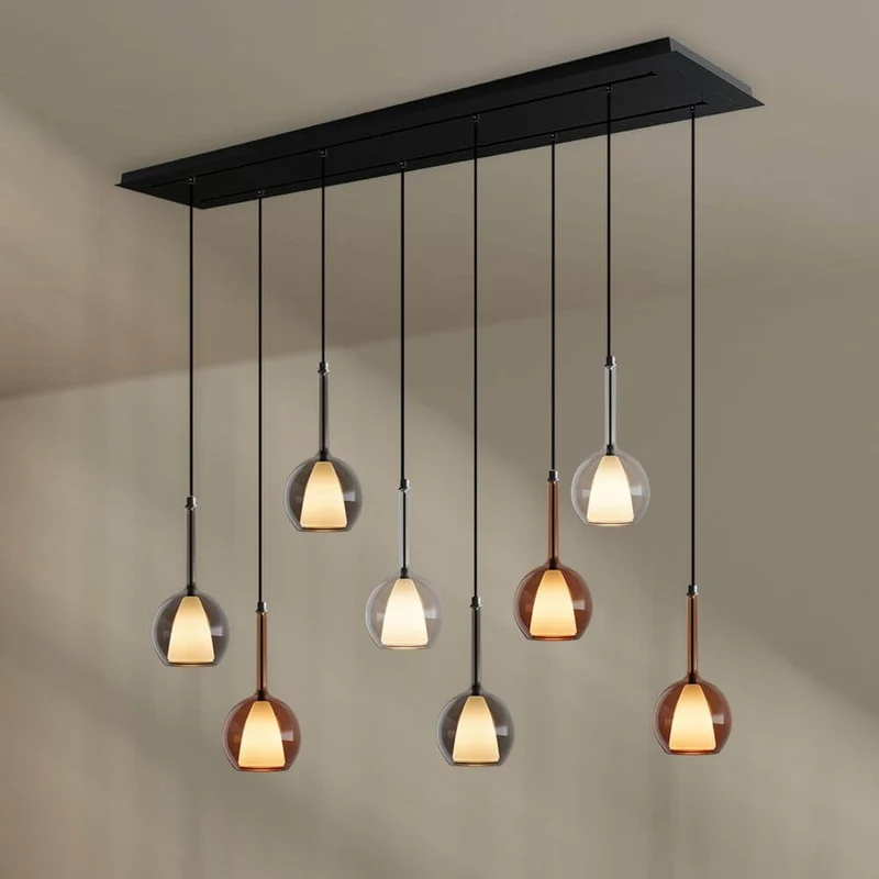 s.luce Belluna Esstisch-Pendelleuchte 8-flammig 160cm 2-reihig