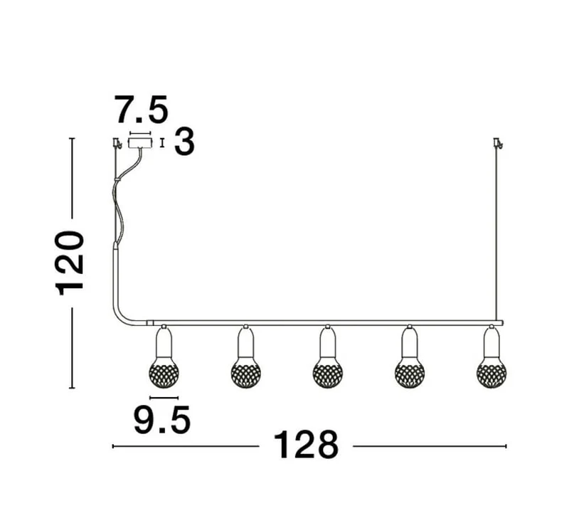 Veda Pendelleuchte 128cm G9 Horizontal 5-flammig