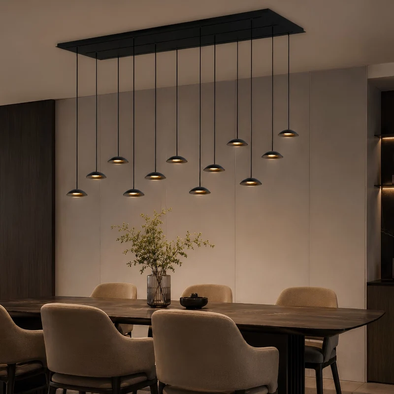 s.luce Santa Air LED Esszimmerlampe 12-flammig 200cm 3-reihig