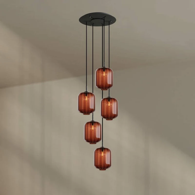 s.luce Velo Galerie-Hängelampe 5-flammig Ø 60cm Baldachin Ø 25cm