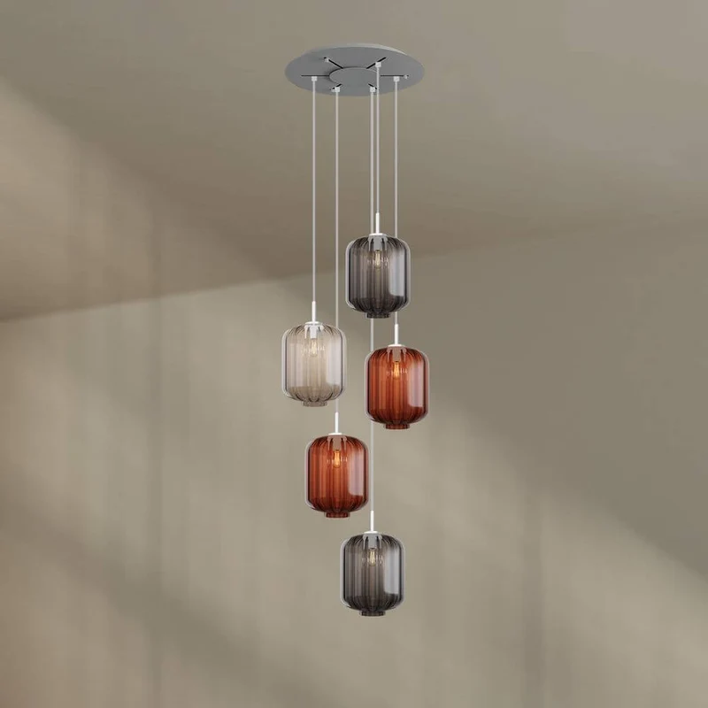 s.luce Velo Galerie-Hängelampe 5-flammig Ø 60cm Baldachin Ø 25cm