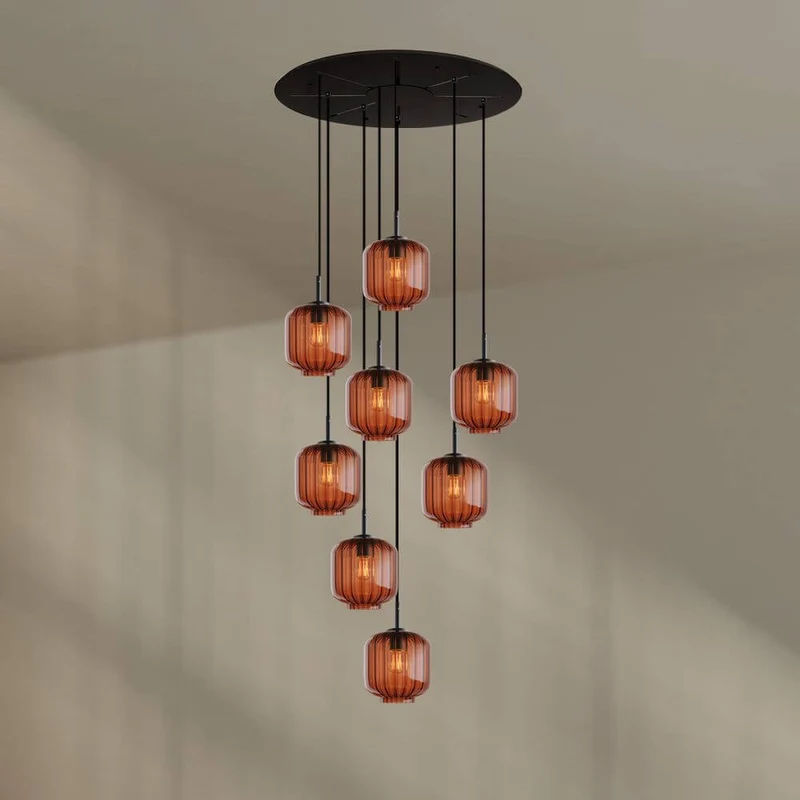 s.luce Velo Galerielampe 8-flammig Ø 80cm Baldachin Ø 20cm