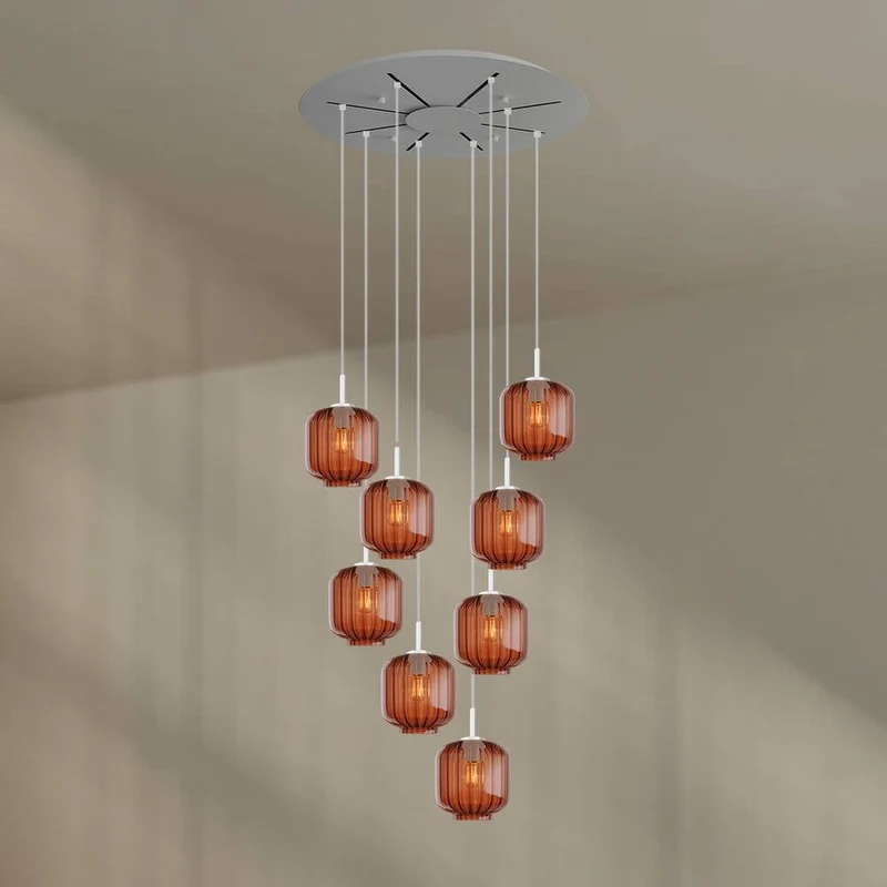 s.luce Velo Galerielampe 8-flammig Ø 80cm Baldachin Ø 20cm