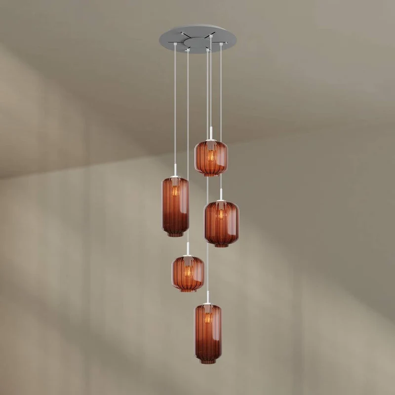 s.luce Velo Galerielampe 5-flammig Ø 60cm Baldachin Ø 18/20/25cm