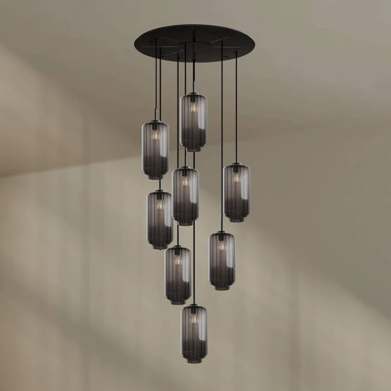 s.luce Velo 8-flammige Galerieleuchte Ø 80cm Baldachin Ø 18cm