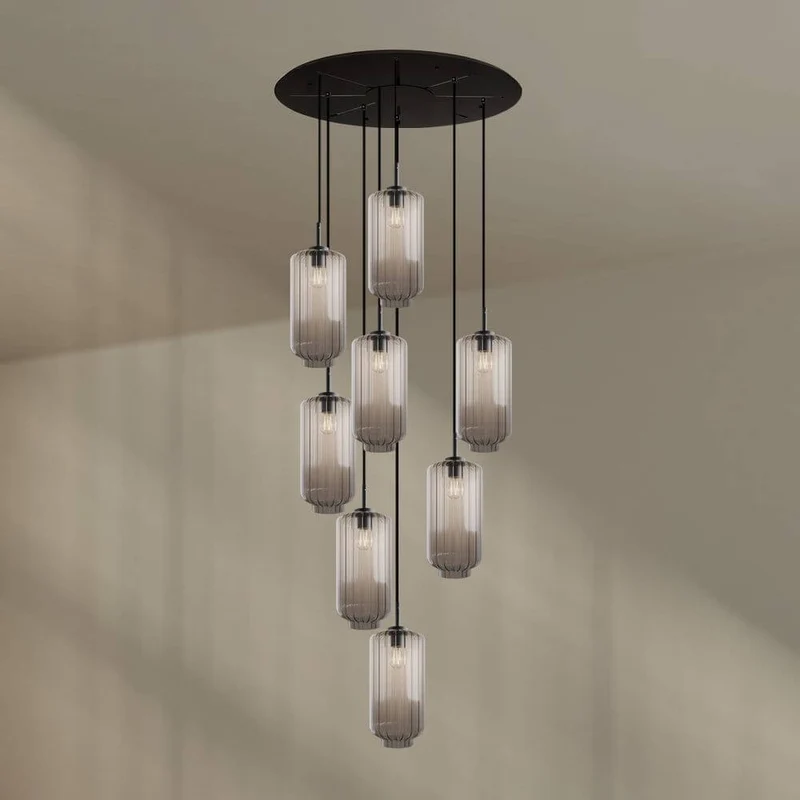 s.luce Velo 8-flammige Galerieleuchte Ø 80cm Baldachin Ø 18cm