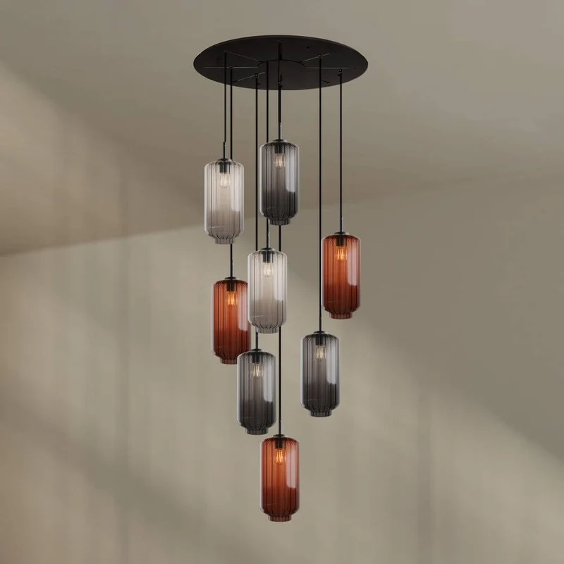 s.luce Velo 8-flammige Galerieleuchte Ø 80cm Baldachin Ø 18cm