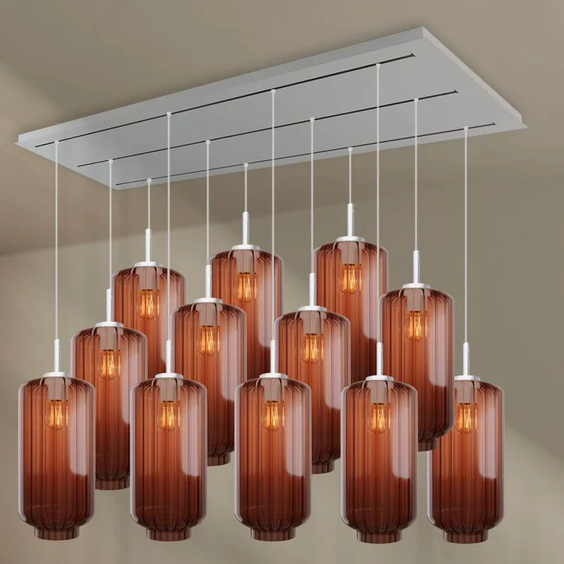 s.luce Velo Esszimmerleuchte 12-flammig 200cm 3-reihig Ø 18cm