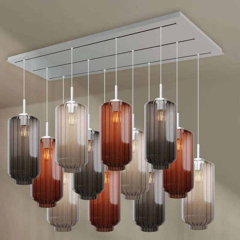 s.luce Velo Esszimmerleuchte 12-flammig 200cm 3-reihig Ø 18cm