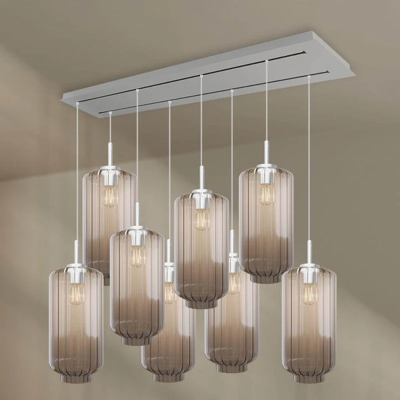 s.luce Velo Esstischlampe 8-flammig 160cm 2-reihig Ø 18cm