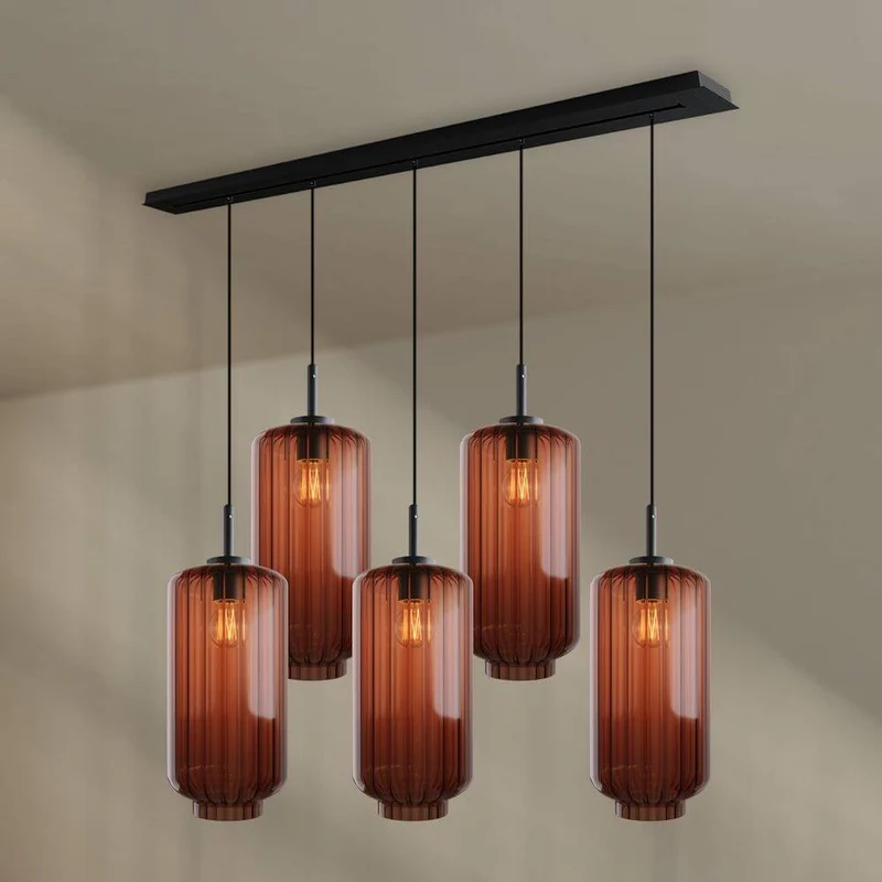 s.luce Velo Esstischleuchte 5-flammig 160cm Baldachin Ø 18cm