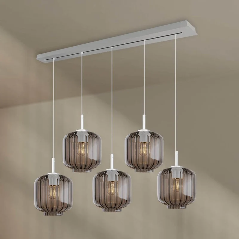 s.luce Velo Esstischlampe 5-flammig 160cm Baldachin Ø 20cm