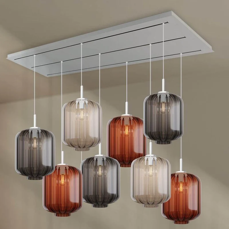 s.luce Velo Esszimmerleuchte 8-flammig 200cm 3-reihig Ø 25cm