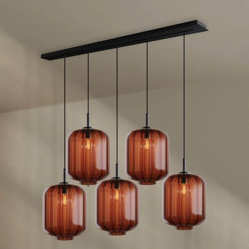 s.luce Velo Esszimmerleuchte 5-flammig Baldachin 160cm Ø 25cm