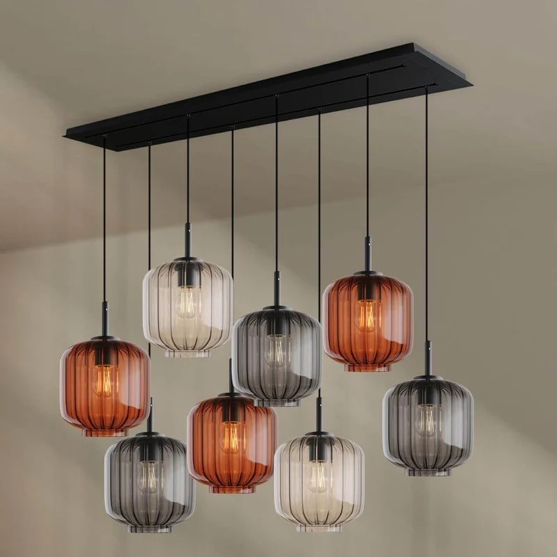 s.luce Velo Esszimmerlampe 8-flammig 160cm 2-reihig Ø 20cm