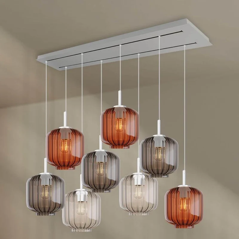 s.luce Velo Esszimmerlampe 8-flammig 160cm 2-reihig Ø 20cm