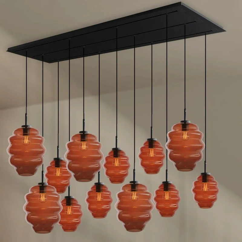 s.luce Echos Esszimmerlampe 12-flammig 200cm 3-reihig Ø 18/25cm