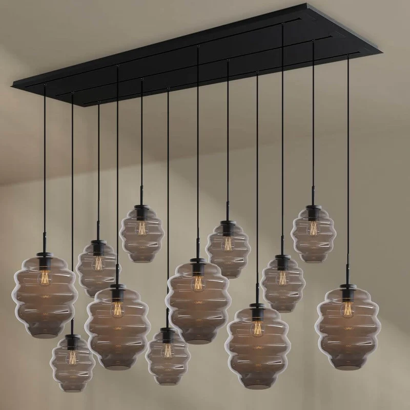 s.luce Echos Esszimmerlampe 12-flammig 200cm 3-reihig Ø 18/25cm