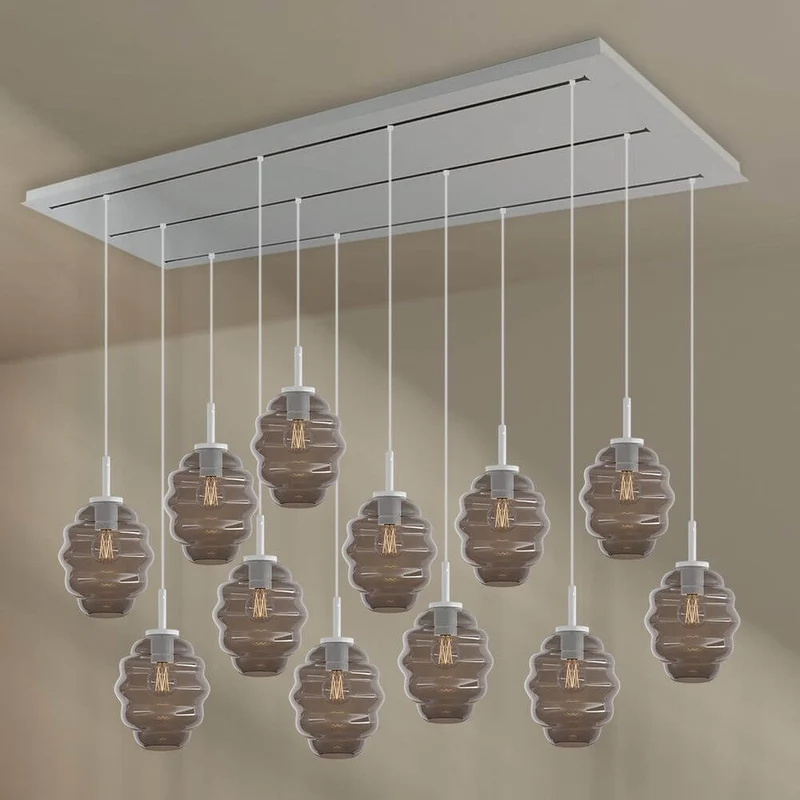 s.luce Echos Esszimmerlampe 12-flammig 200cm 3-reihig Ø 18cm