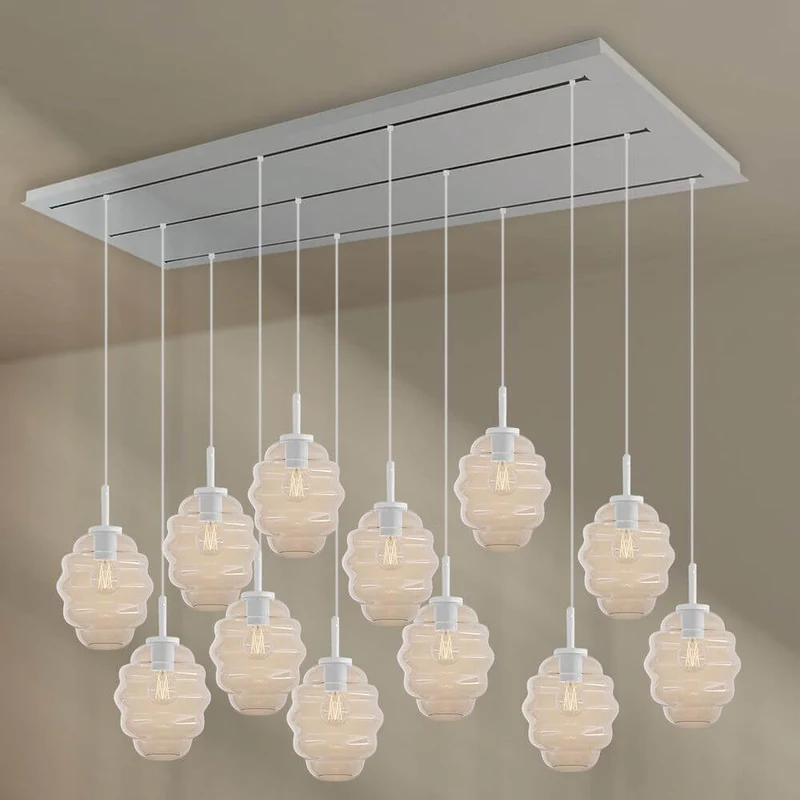 s.luce Echos Esszimmerlampe 12-flammig 200cm 3-reihig Ø 18cm