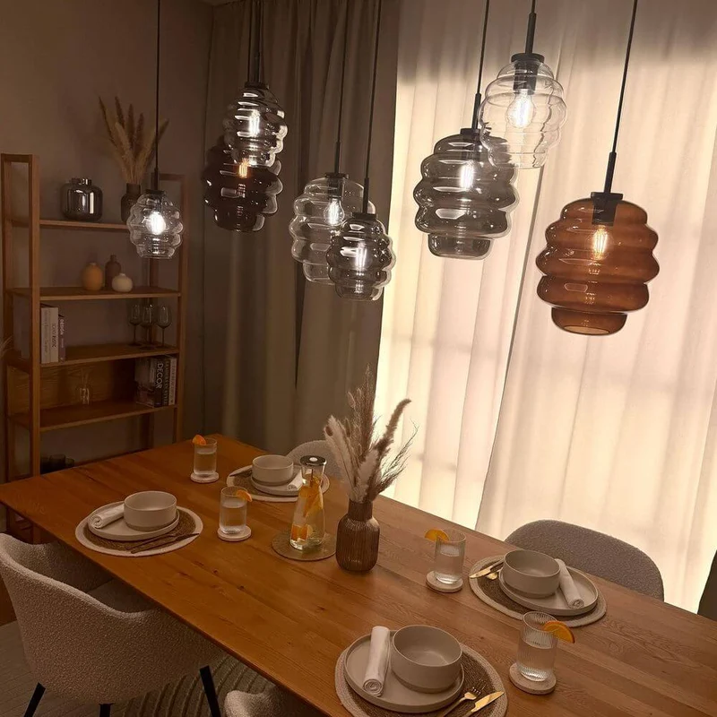 s.luce Echos Esstischlampe 8-flammig 160cm 2-reihig Ø 18cm