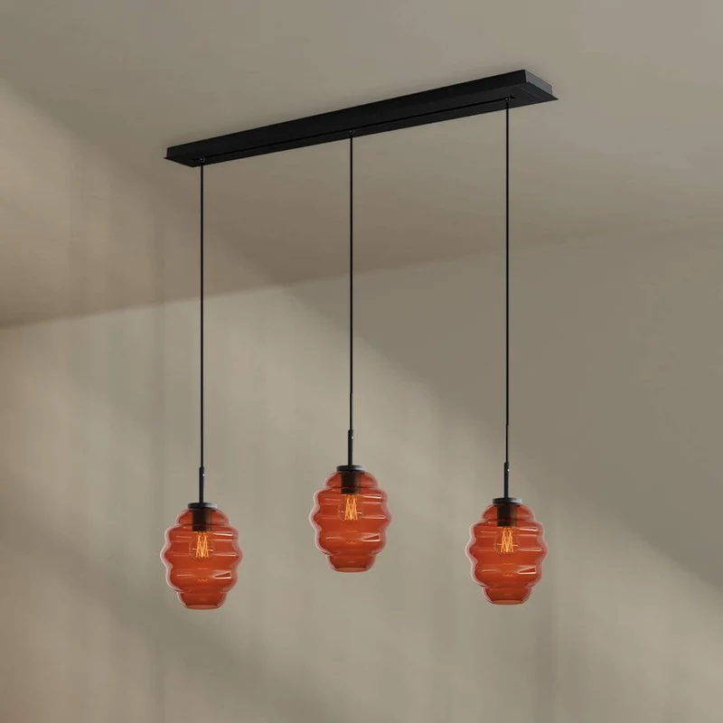 s.luce Echos Esstisch-Hängelampe 3-flammig 120cm Ø 18cm