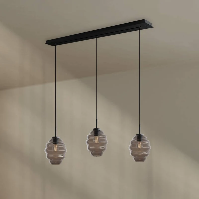s.luce Echos Esstisch-Hängelampe 3-flammig 120cm Ø 18cm