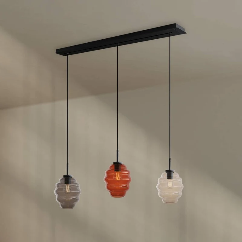 s.luce Echos Esstisch-Hängelampe 3-flammig 120cm Ø 18cm