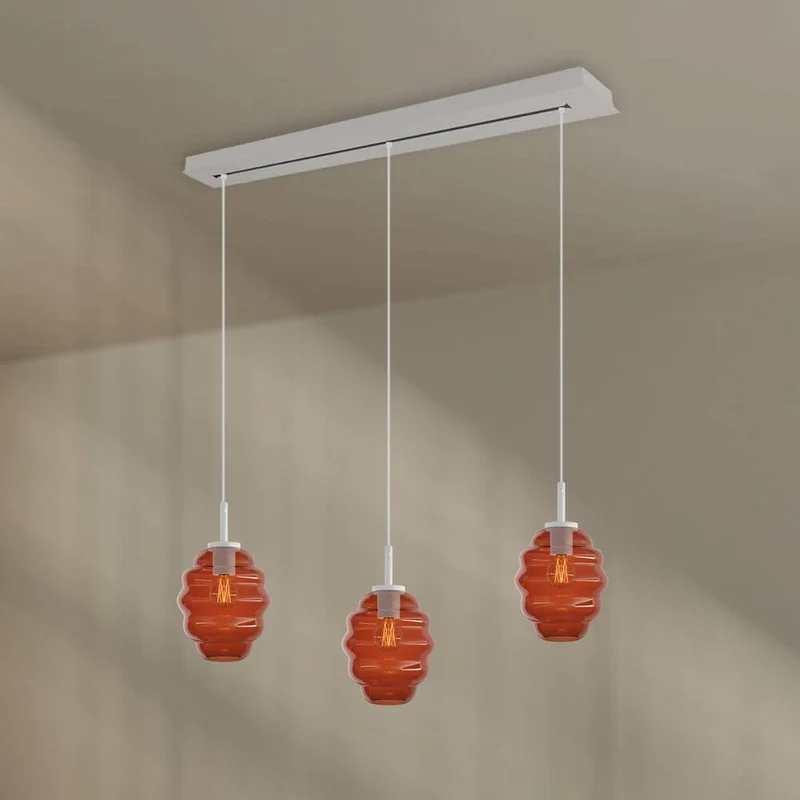 s.luce Echos Esstisch-Hängelampe 3-flammig 120cm Ø 18cm