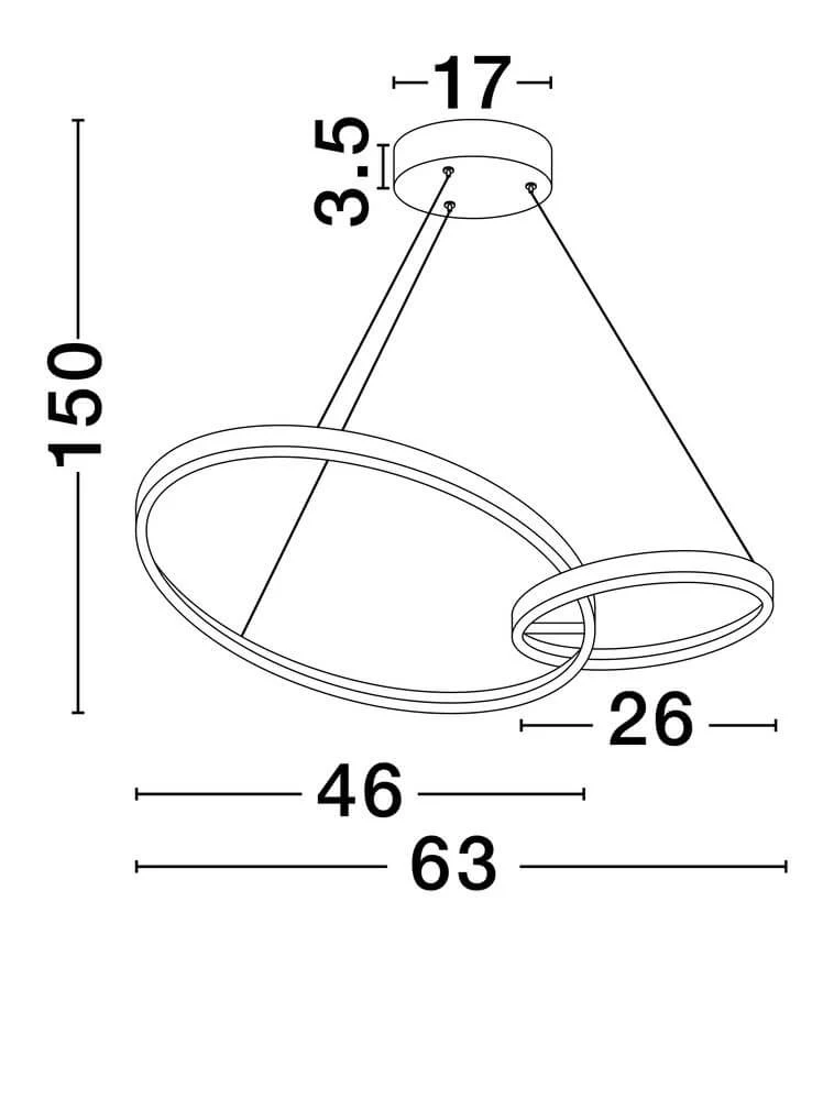 Imar LED Pendelleuchte 2-flammig Ø 63cm 3200K Schwarz, Gold