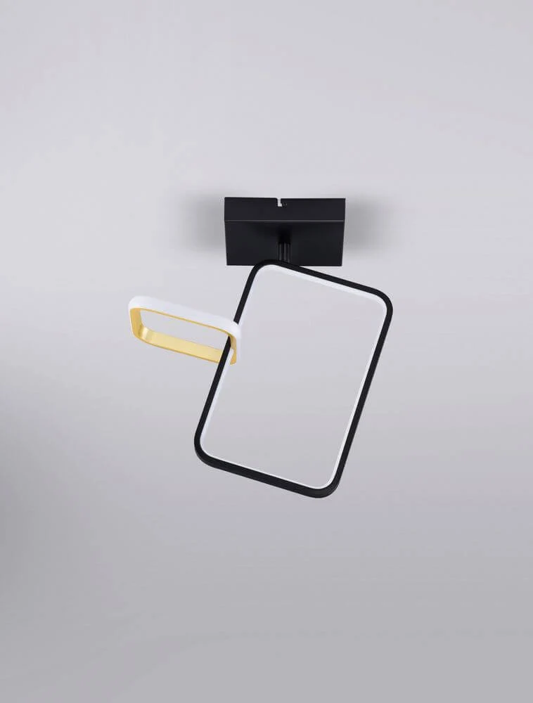 Imar LED Deckenleuchte Rechteckig 2-flammig 3200K Schwarz, Gold