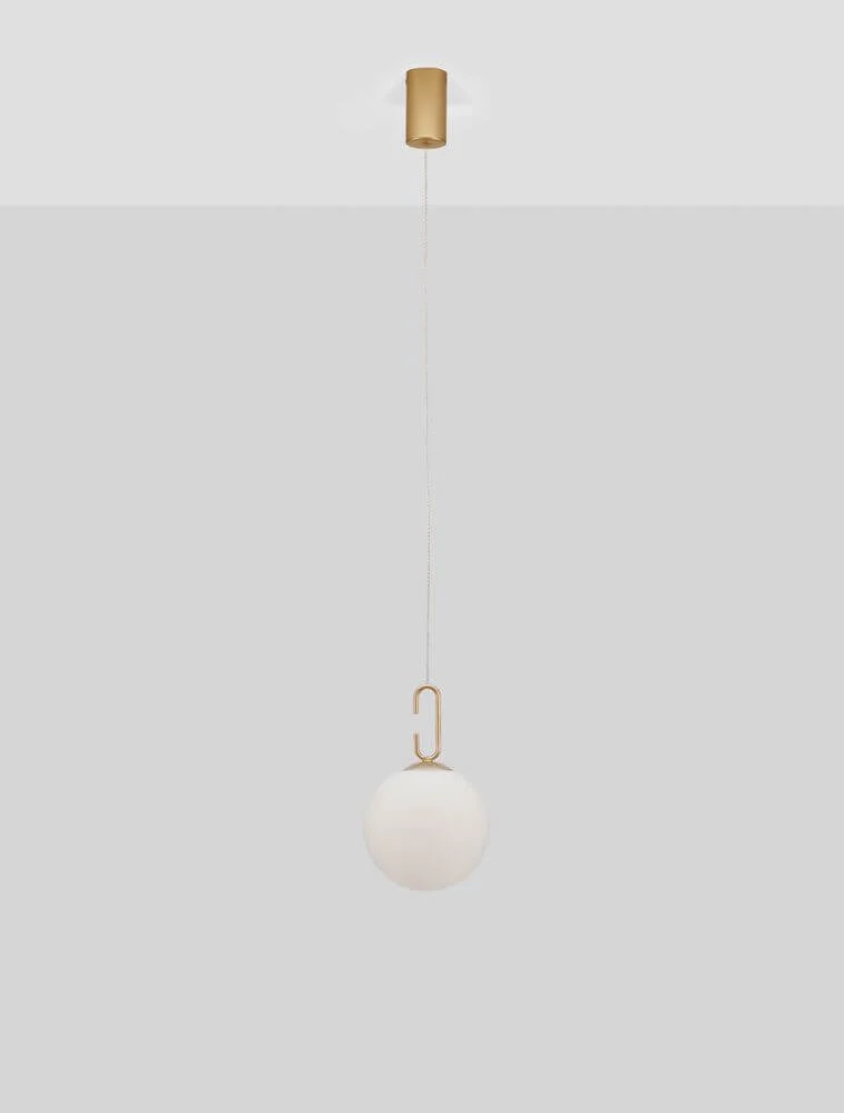 Hook LED Pendelleuchte Ø 18cm 3000K Gold-Gebürstet, Weiß