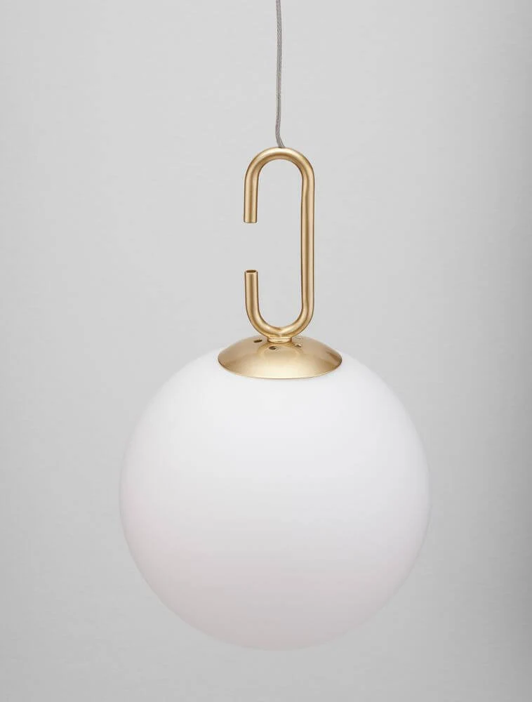 Hook LED Pendelleuchte Ø 18cm 3000K Gold-Gebürstet, Weiß