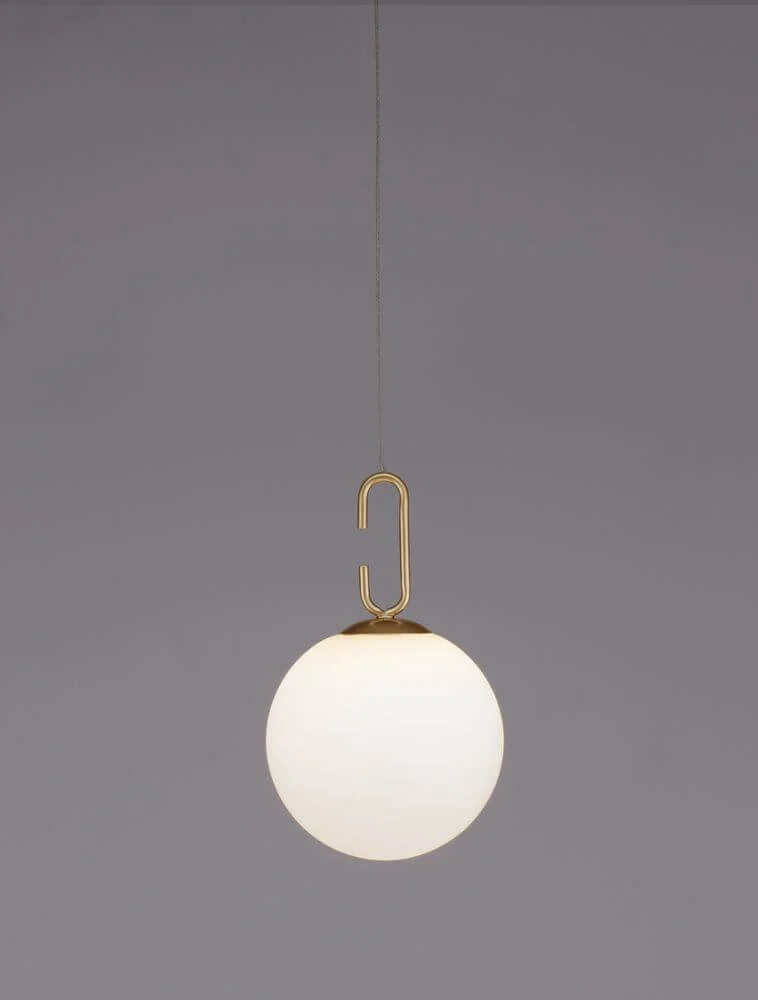 Hook LED Pendelleuchte Ø 18cm 3000K Gold-Gebürstet, Weiß
