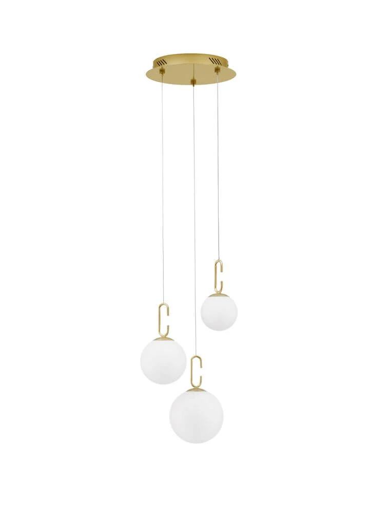 Hook LED Pendelleuchte 3-flammig Ø 39cm 3000K Gold-Gebürstet, Weiß
