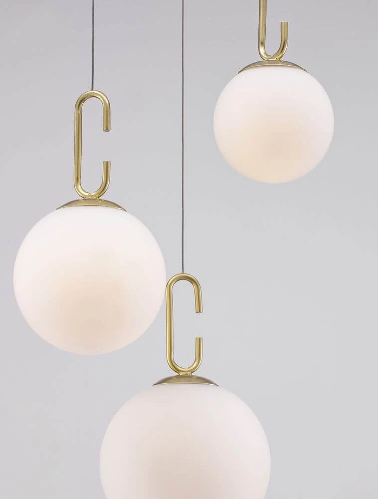Hook LED Pendelleuchte 3-flammig Ø 39cm 3000K Gold-Gebürstet, Weiß