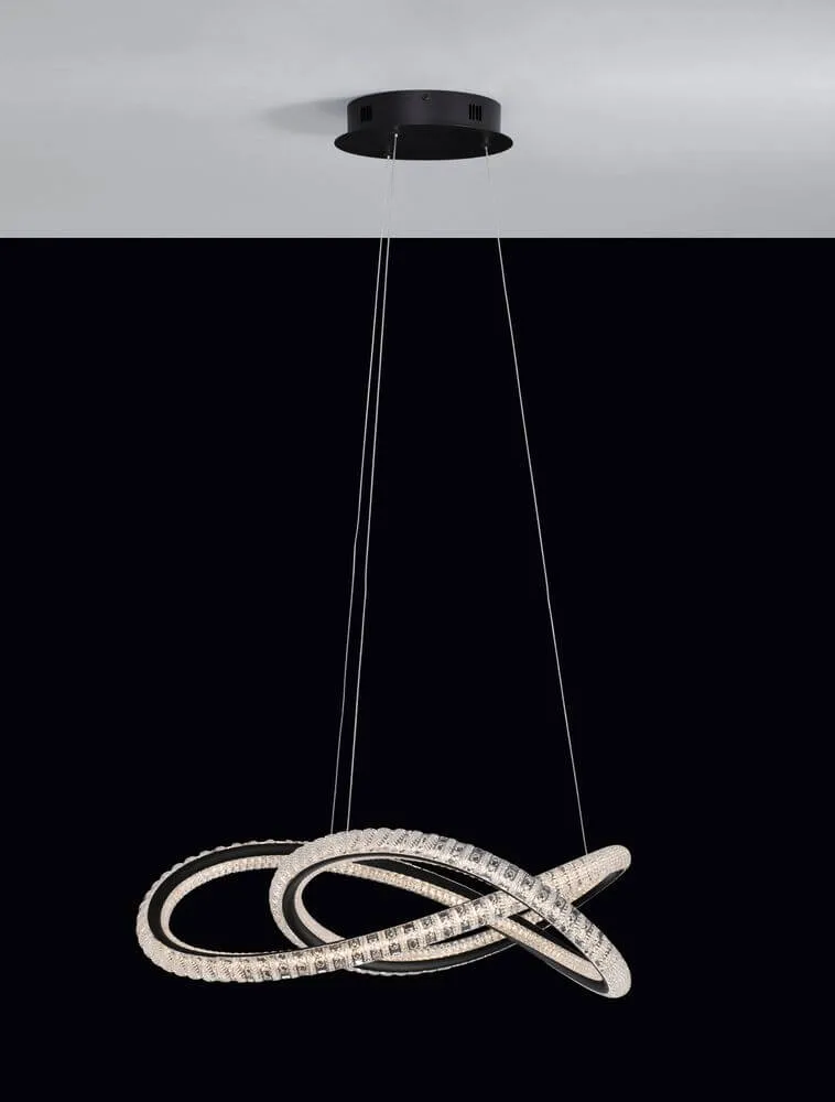Ginevra LED Pendelleuchte Verknotet Ø 58cm 3000K Schwarz