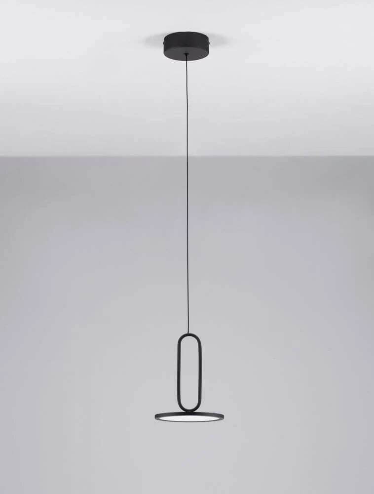 Gea LED Pendelleuchte Ø 17,5cm 3000K Baldachin Flach Schwarz
