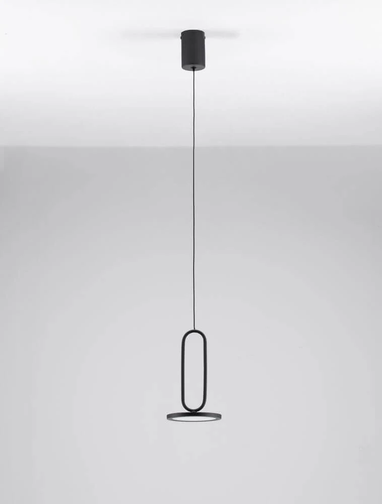 Gea LED Pendelleuchte Ø 13cm 3000K Baldachin Hoch Schwarz