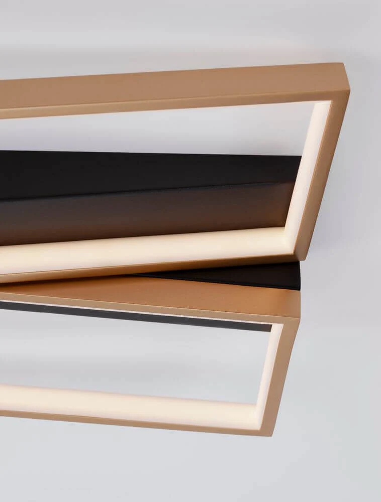 Elize LED Deckenleuchte Rechteckig 2-flammig 3000K Schwarz, Gold