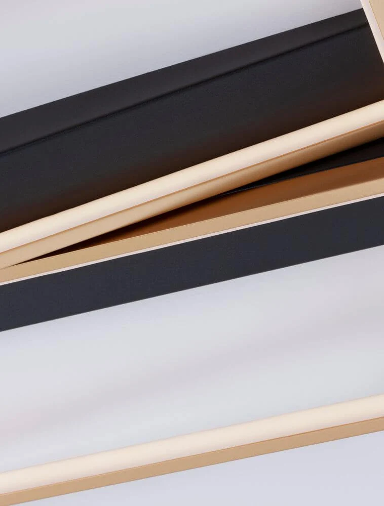 Elize LED Deckenleuchte Rechteckig 2-flammig 3000K Schwarz, Gold