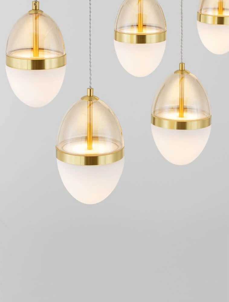 Egna Pendelleuchte 5-flammig Balken 3000K Gold