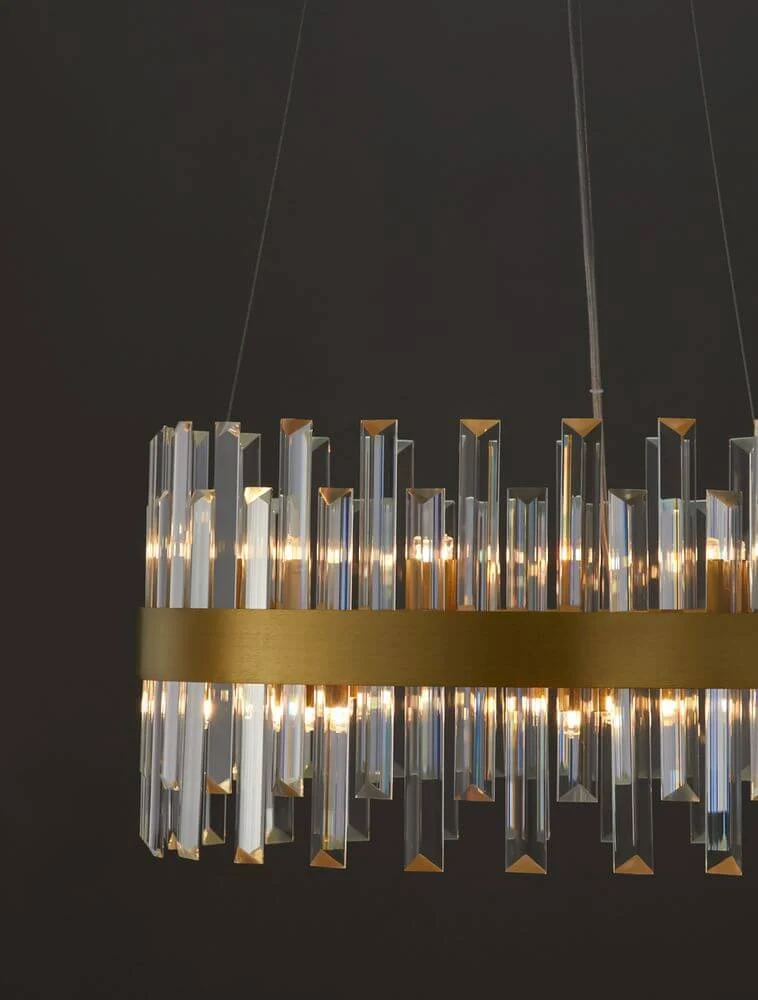 Crown Pendelleuchte 7-flammig Ø 55cm Gold-Satiniert