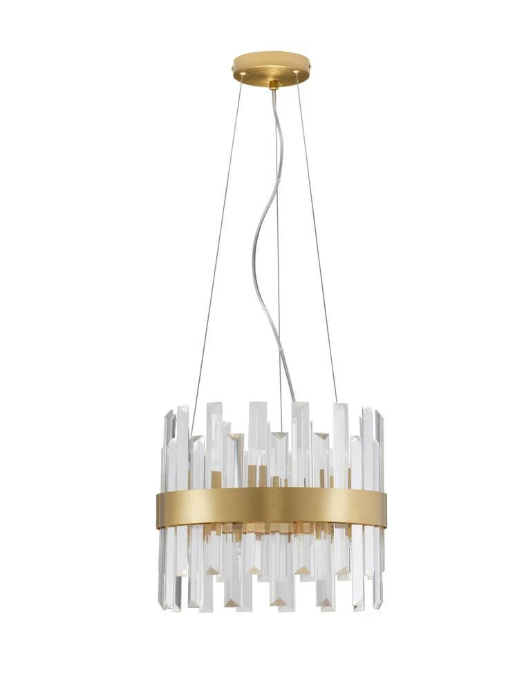 Crown Pendelleuchte 5-flammig Ø 35cm Gold-Satiniert