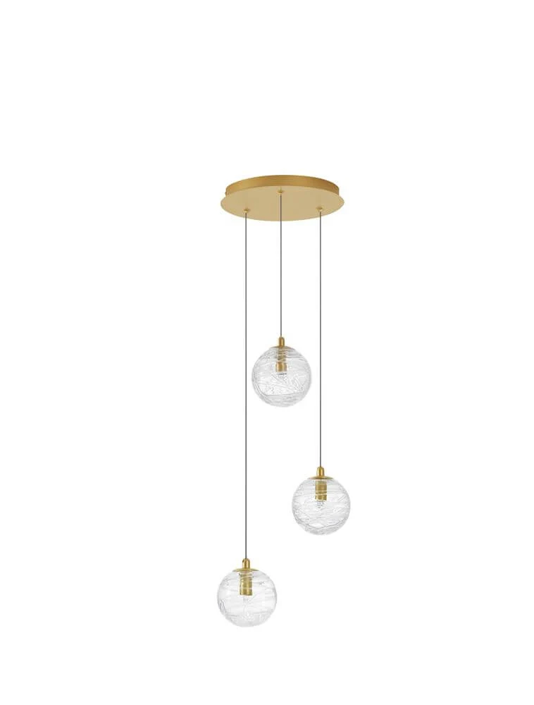 Coen Pendelleuchte 3-flammig Ø 25cm Gold, Transparent